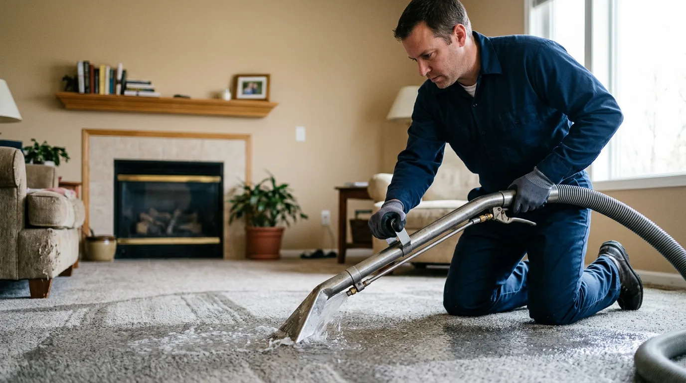 Water damage restoration technician working near Richland, NJ